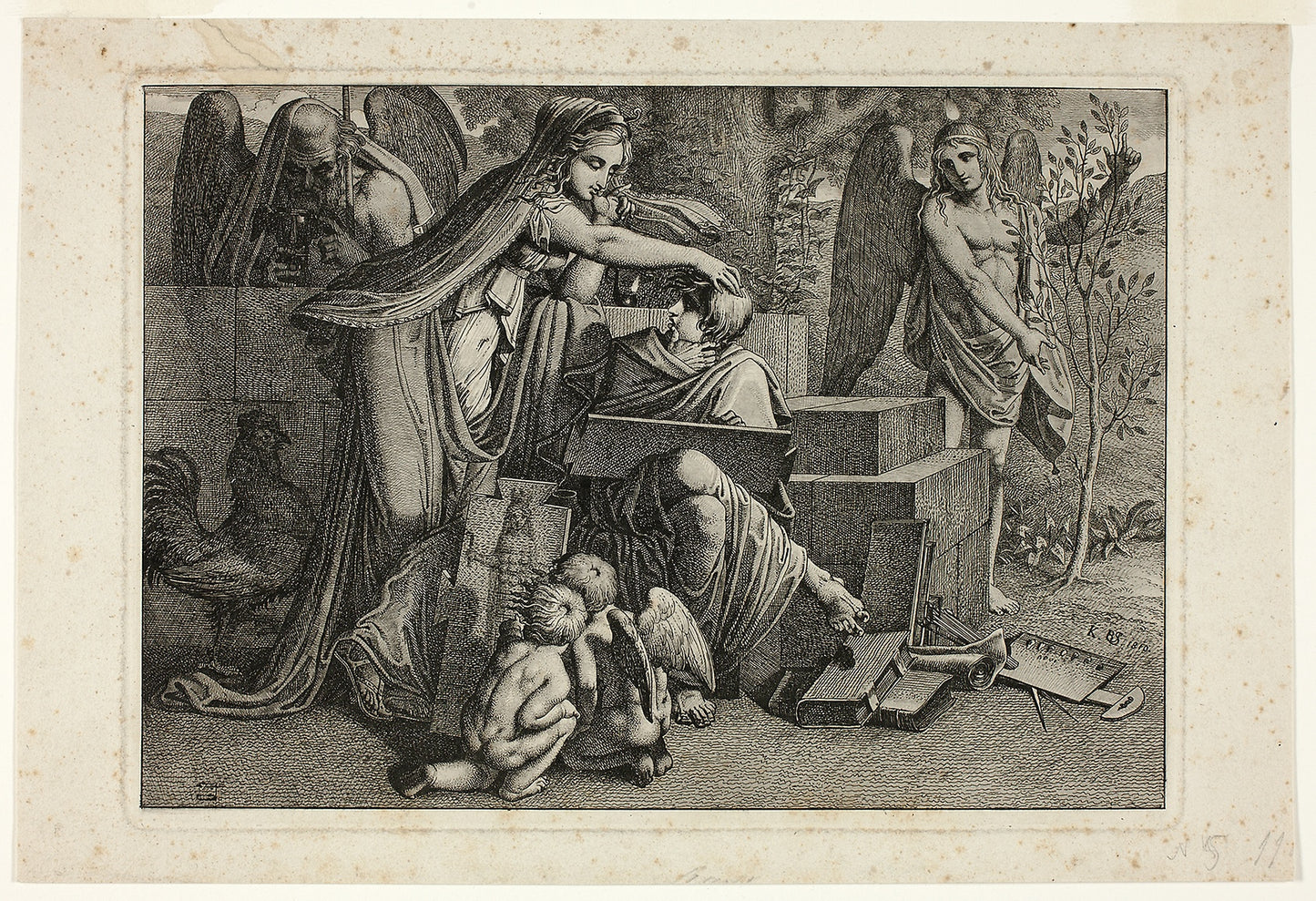 Allegory of Art -  A Youth Inspired -  the Spirit of Art -  Carl Russ,  Poster Print Wall Art