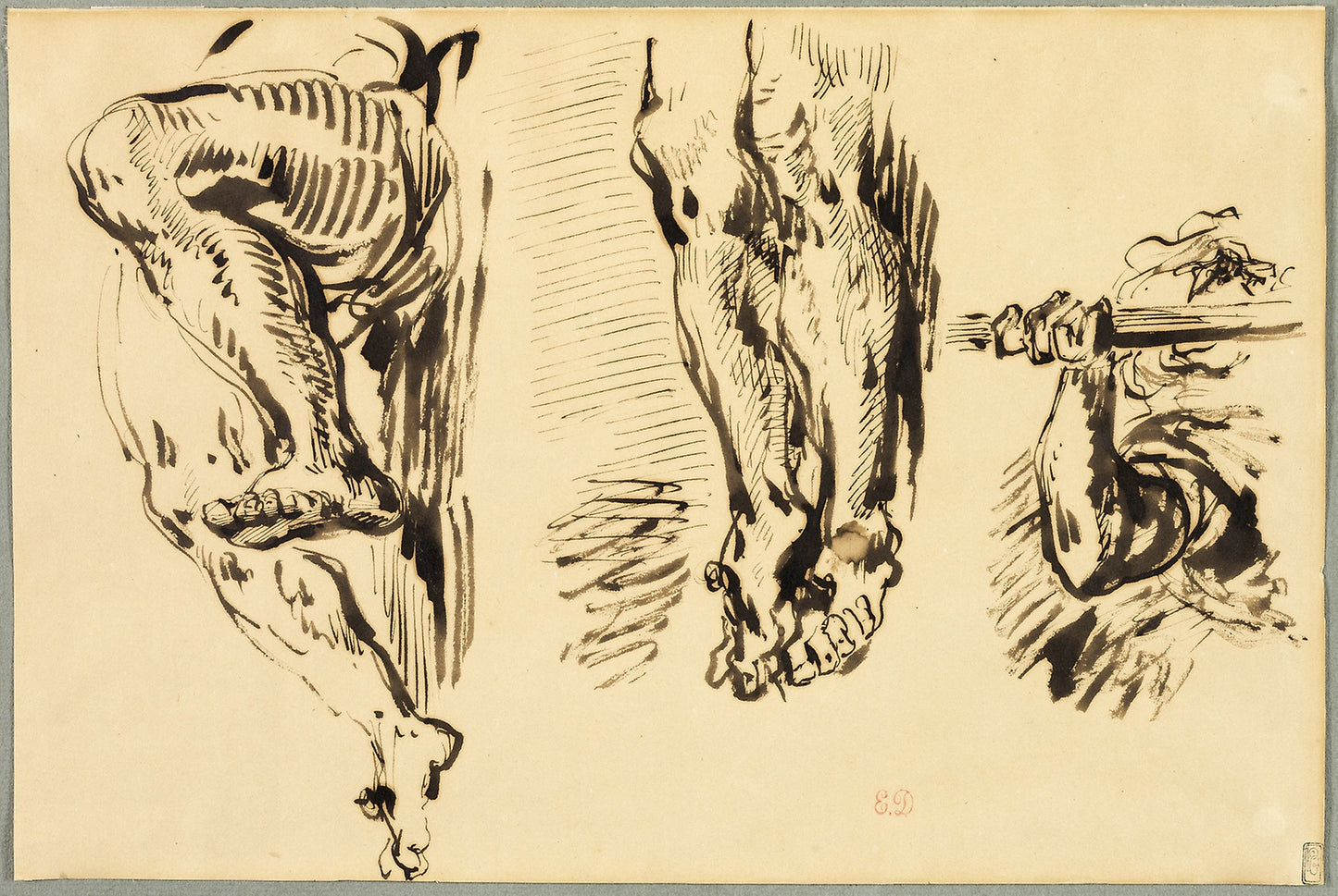 Study of Arms and Legs of Christ Crucified -  Eugène Delacroix (French, 1798-1863),  Poster Print Wall Art