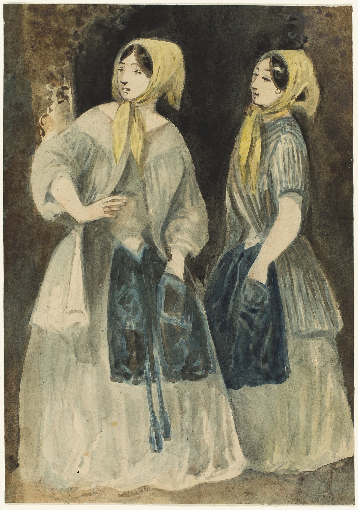 Two Women in Yellow Kerchiefs -  Constantin Guys,  Poster Print Wall Art
