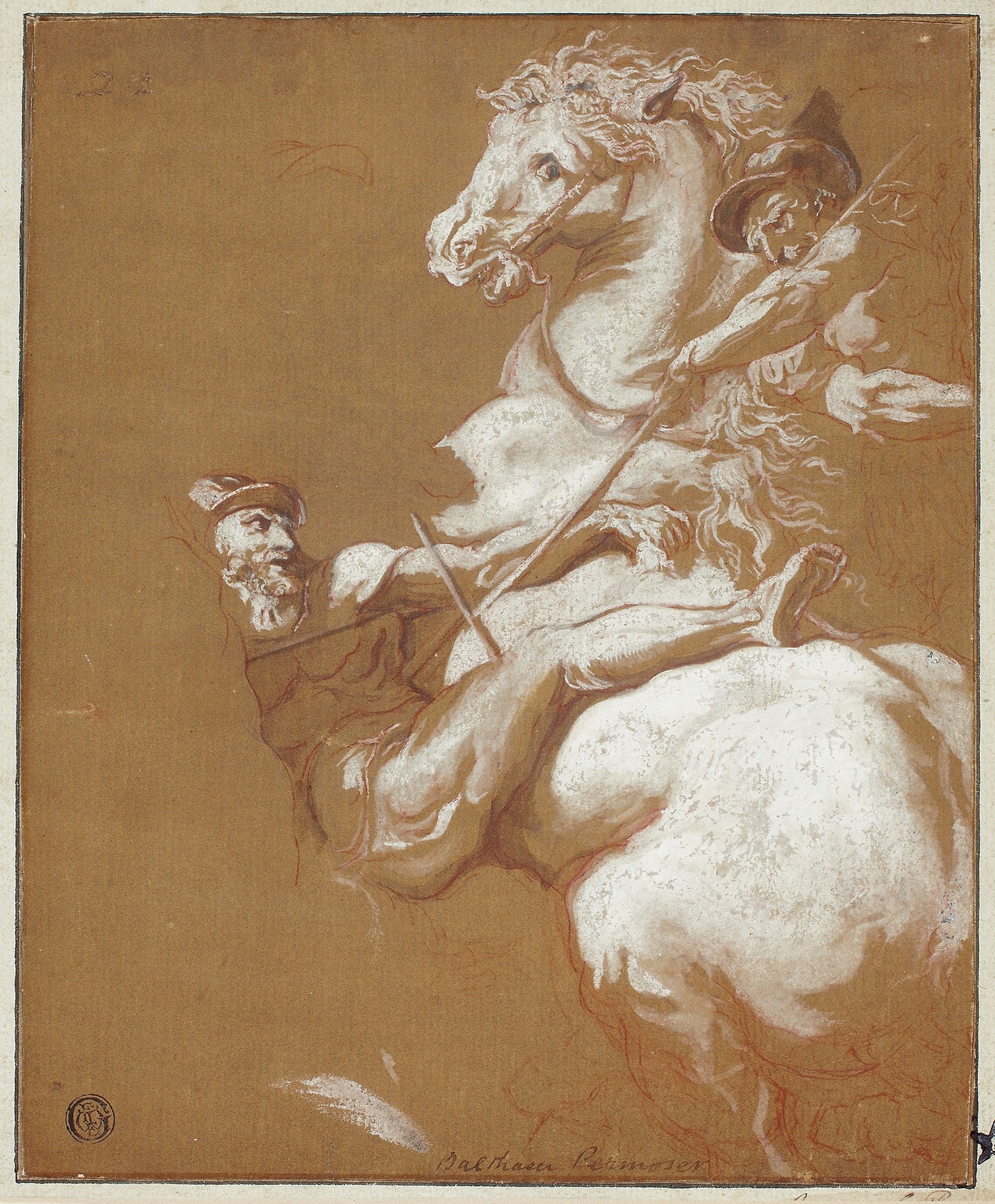 Combat Between Horseman and Footsoldier -  After Balthasar Permoser,  Poster Print Wall Art