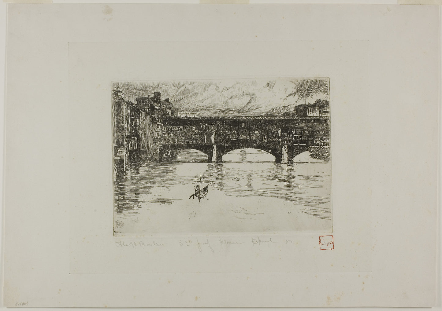 Ponte Vecchio, destroyed plate -  Otto Henry Bacher,  Poster Print Wall Art