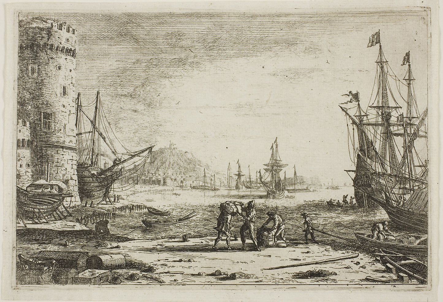 Harbor with a Large Tower -  Claude Lorrain,  Poster Print Wall Art