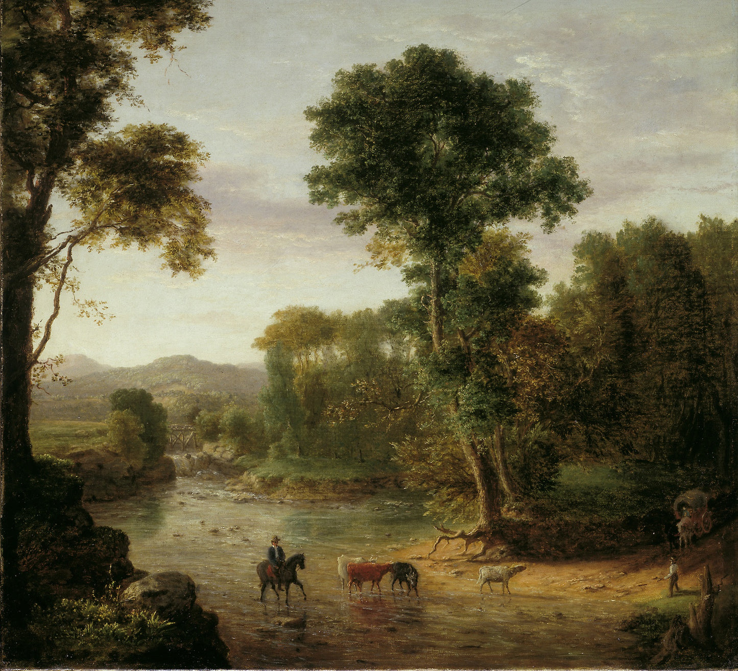 Crossing the Ford -  George Inness,  Poster Print Wall Art