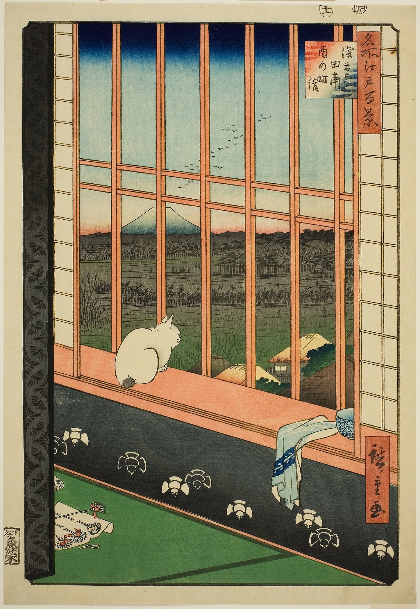 Asakusa Rice Fields and Torinomachi Festival (Asakusa tanbo Torinomachi mode), from the series "One Hundred Famous Views of Edo (Meisho Edo hyakkei)" -  Utagawa Hiroshige ?? ??,  Poster Print Wall Art