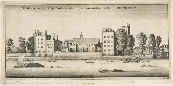 Lambeth Palace from the River: Wenceslaus Hollar,16x12