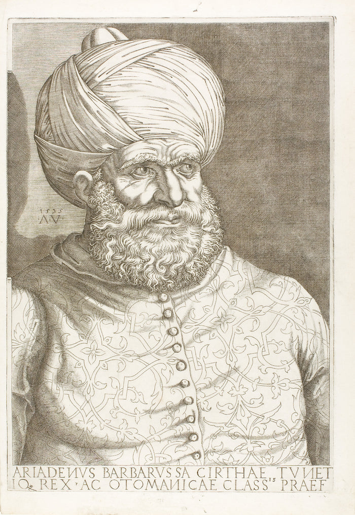 Portrait of Barbarossa: Agostino dei Musi,16x12