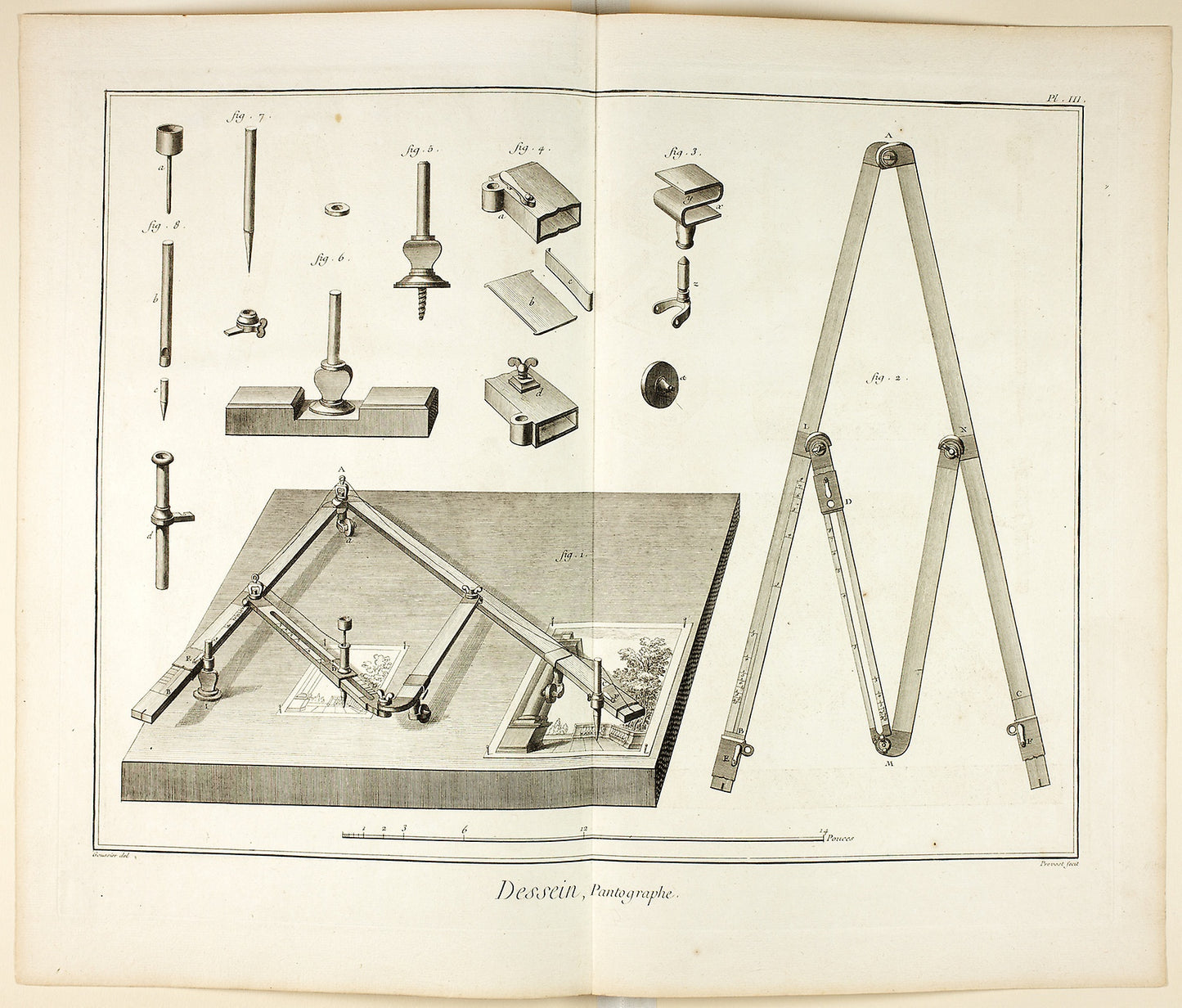 Design -  Pantograph, from Encyclopédie -  Benoît-Louis Prévost (French, c. 1735-1809),  Poster Print Wall Art