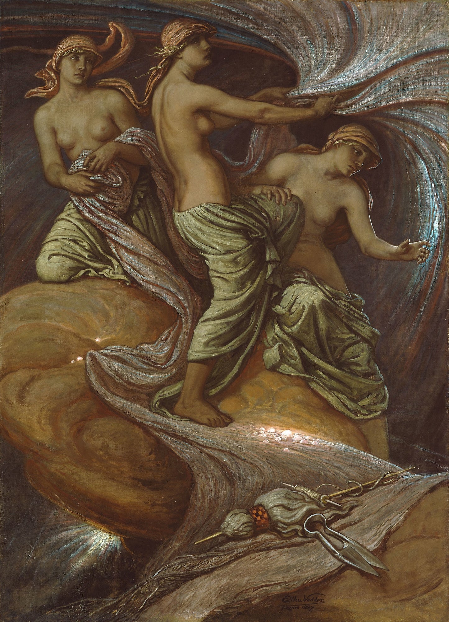 The Fates Gathering in the Stars -  Elihu Vedder,  Poster Print Wall Art