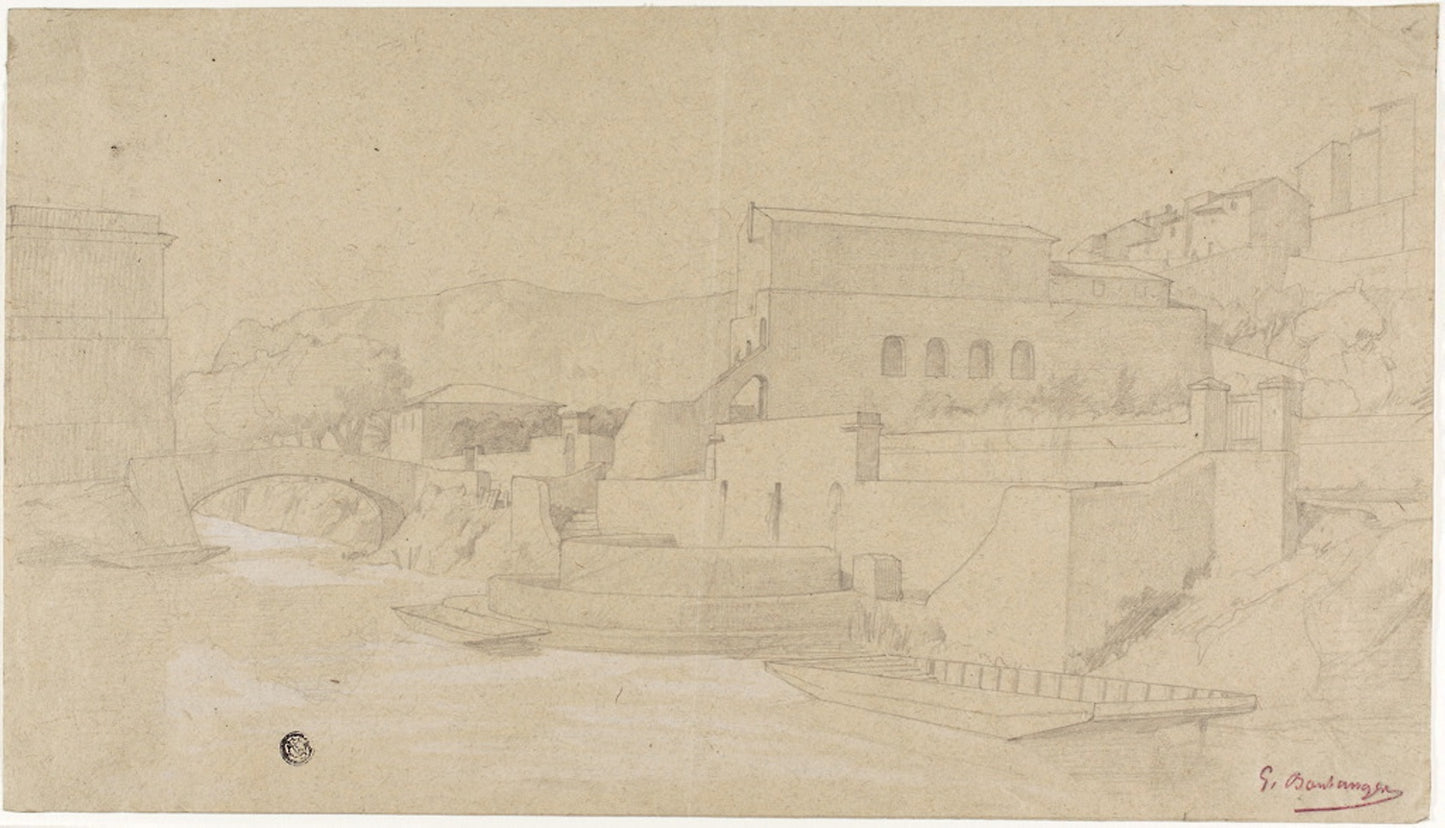 Italian Town on a River -  Gustave Clarence Rodolphe Boulanger,  Poster Print Wall Art