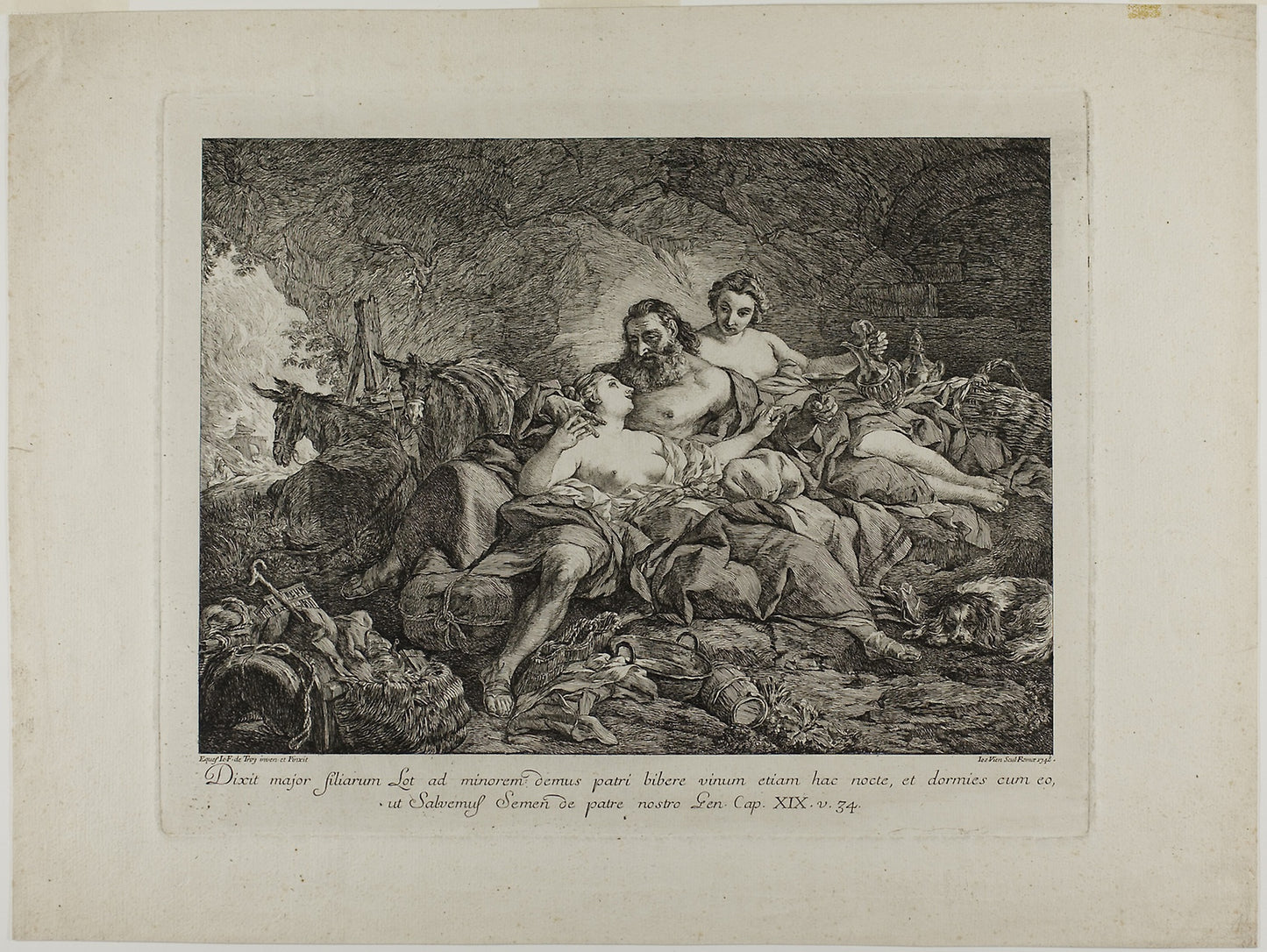 Lot and His Daughters -  Joseph Marie Vien, I (French, 1716-1809),  Poster Print Wall Art