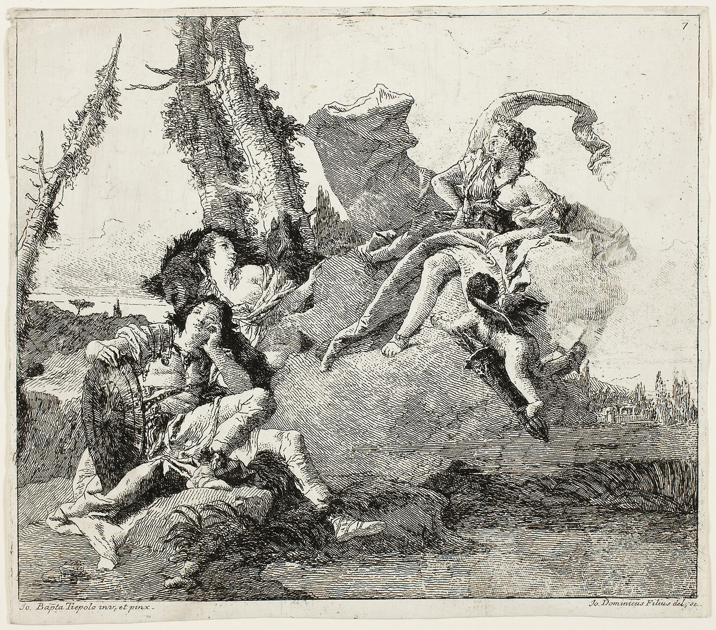 Armida Falls in Love with Rinaldo -  Giandomenico Tiepolo (Italian, 1727-1804),  Poster Print Wall Art