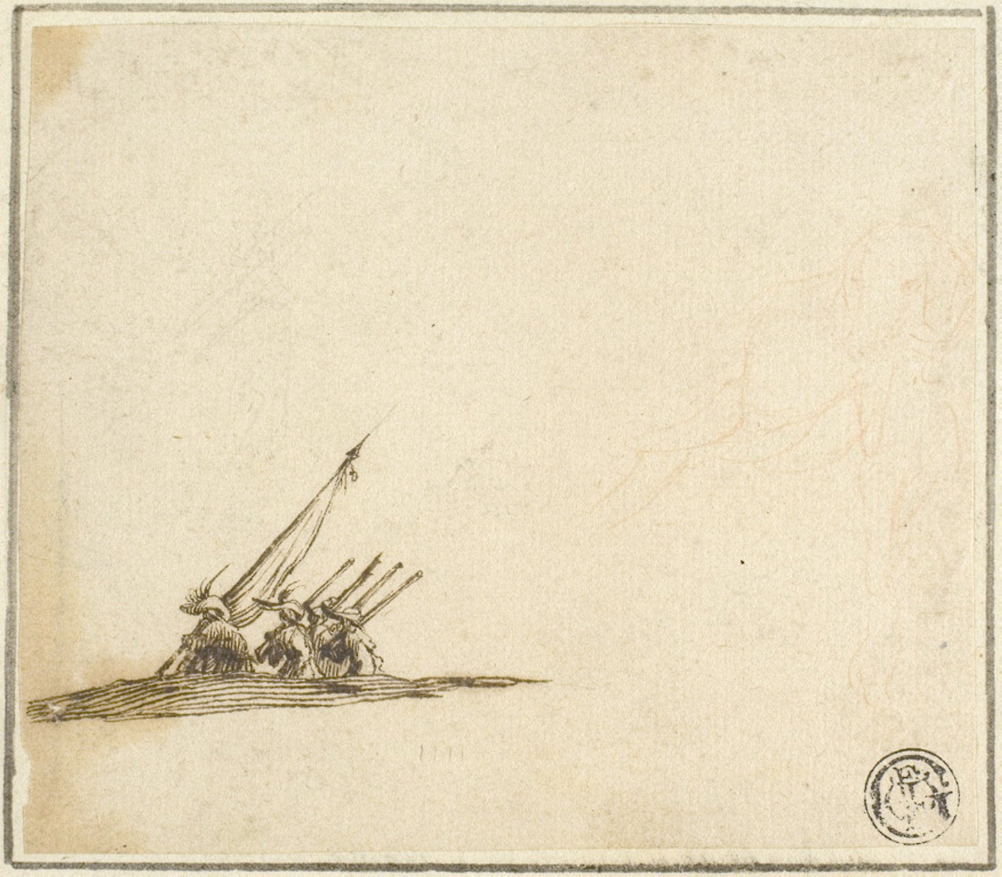 Group of Foot Soldiers -  Attributed to Stefano della Bella (Italian, 1610-1664),  Poster Print Wall Art