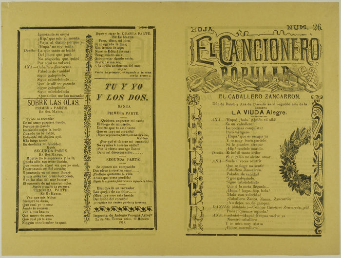 El cancionero popular, hoja num. 26 (The Popular Songbook, Sheet No. 26): Unknown Artist,16x12