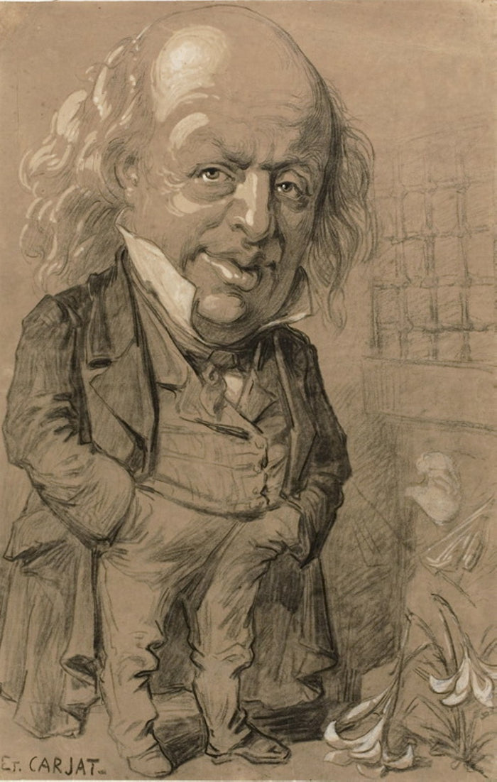 Caricatorial Portrait of Pierre-Jean de Beranger: Etienne Carjat,16x12