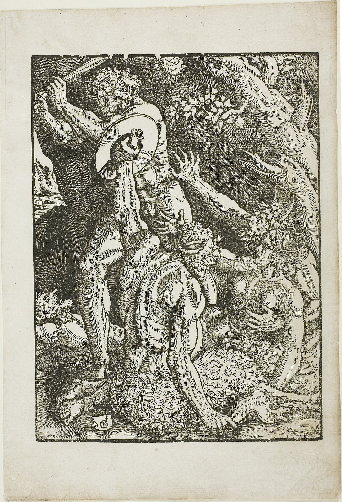 Hercules, Two Satyrs, and a Woman, plate two from The Labors of Hercules -  Gabriel Salmon,  Poster Print Wall Art
