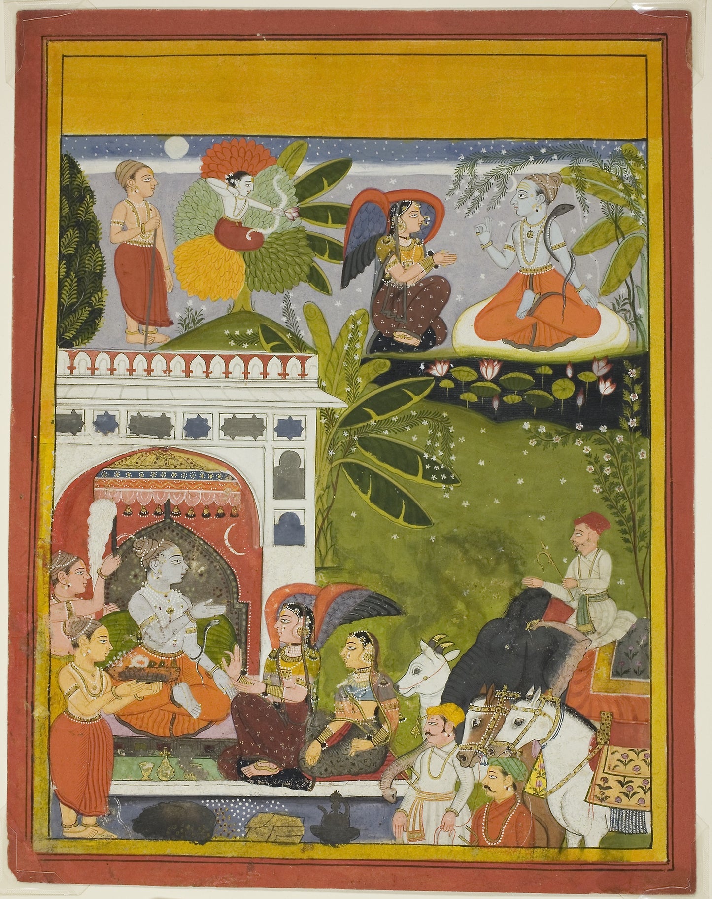 Kama Shoots a Love Arrow at Shiva, page from a copy of the Gita-Gauri (Song of Gauri) -  India,  Poster Print Wall Art