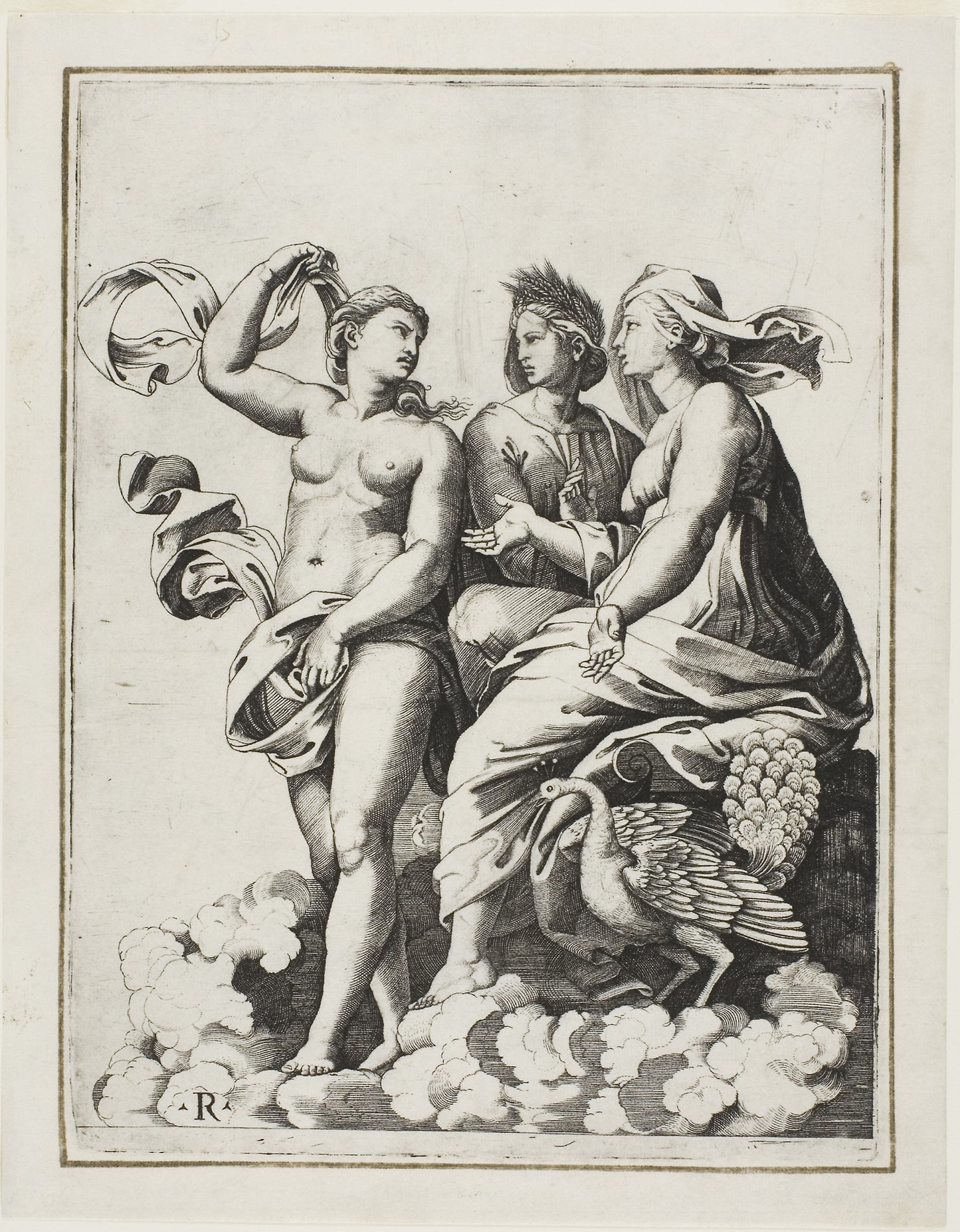 Juno, Ceres, and Psyche -  Marco Dente da Ravenna (Italian, active 1515-1527),  Poster Print Wall Art
