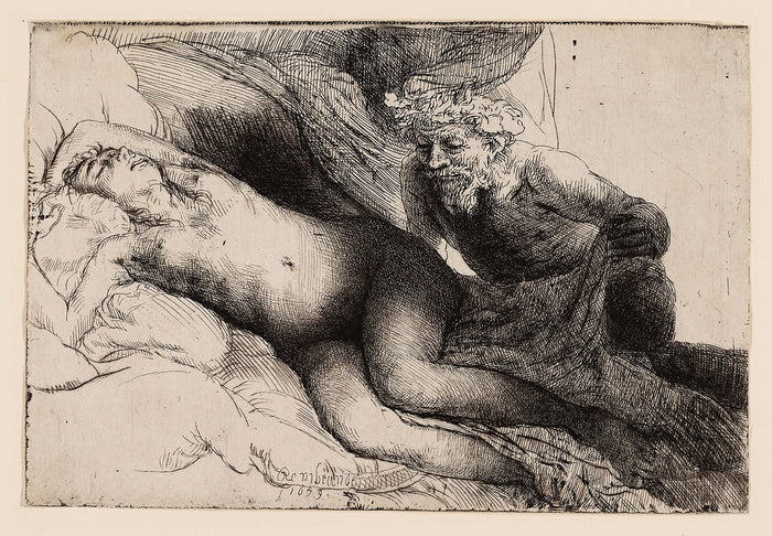 Jupiter and Antiope: The Larger Plate: Rembrandt van Rijn,16x12