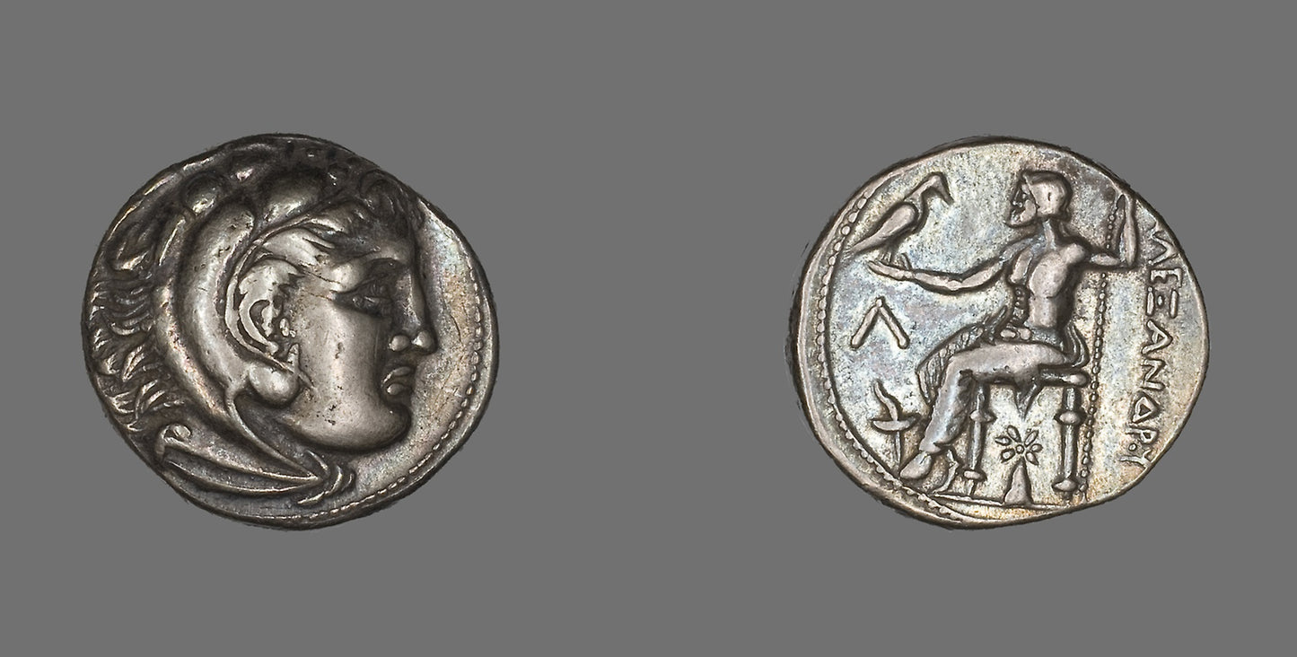 Tetradrachm (Coin) Portraying Alexander the Great -  Greek, minted in Amphipolis,  Poster Print Wall Art