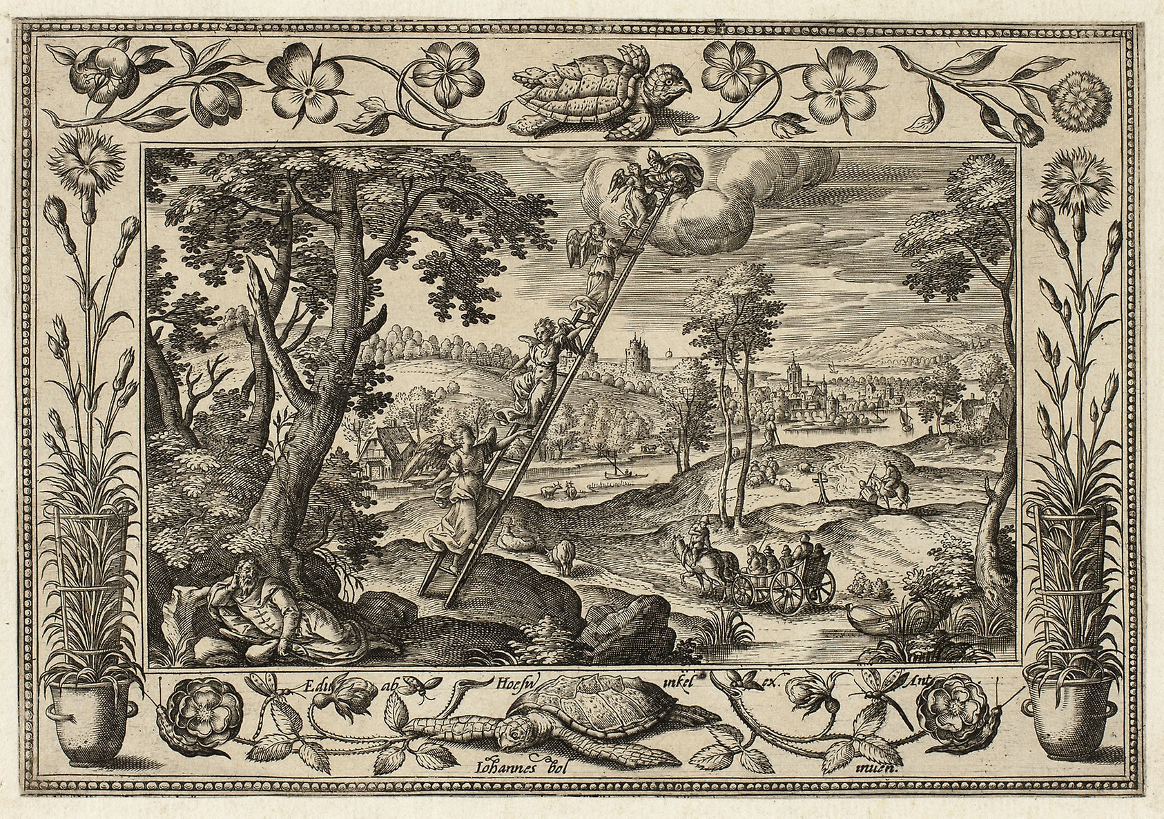 Jacob's Dream, from Landscapes with Old and New Testament Scenes and Hunting Scenes: Adriaen Collaert (Flemish, c. 1560–1618) ,16x12"(A3) Poster