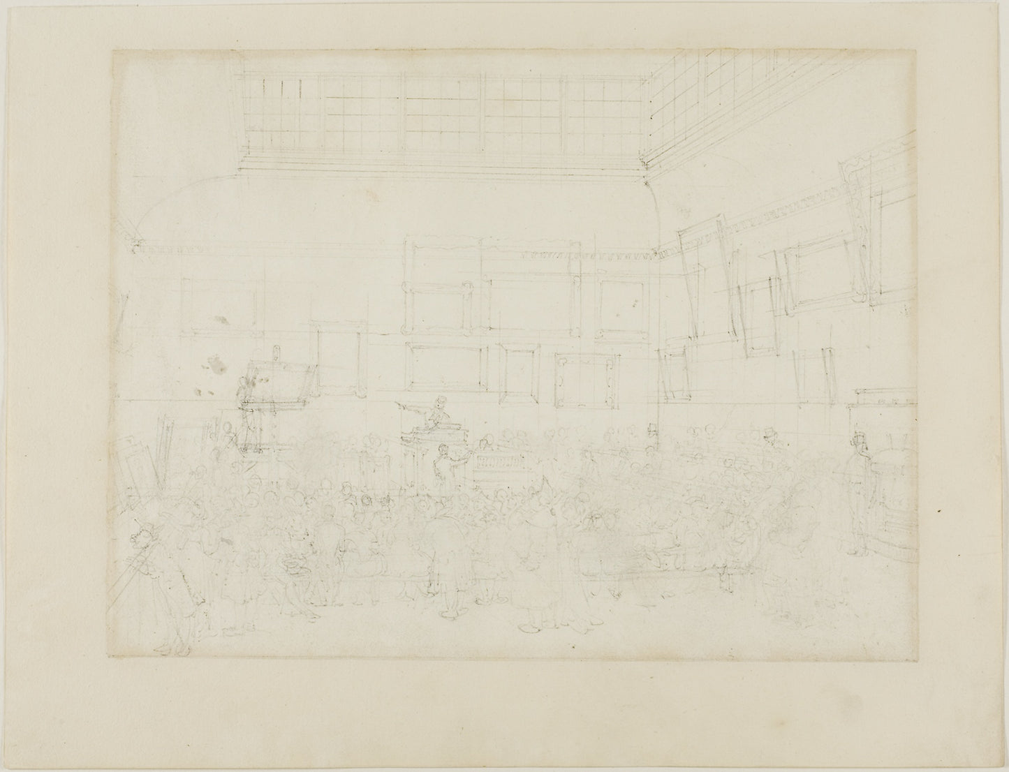 Study for Christie's Auction Room -  Augustus Charles Pugin (English, born France, 1762-1832),  Poster Print Wall Art