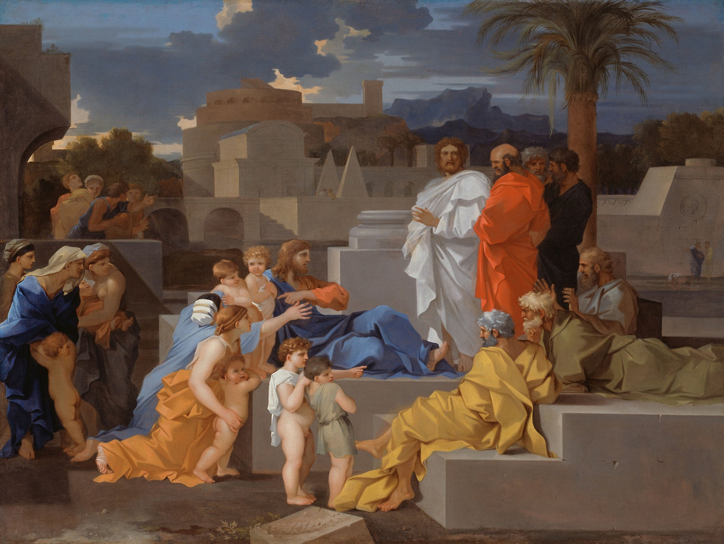 Christ Receiving the Children -  Sébastien Bourdon,  Poster Print Wall Art