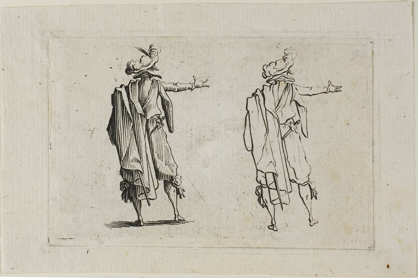 The Man Seen from the Back, Right Arm Raised, from The Caprices -  Jacques Callot,  Poster Print Wall Art