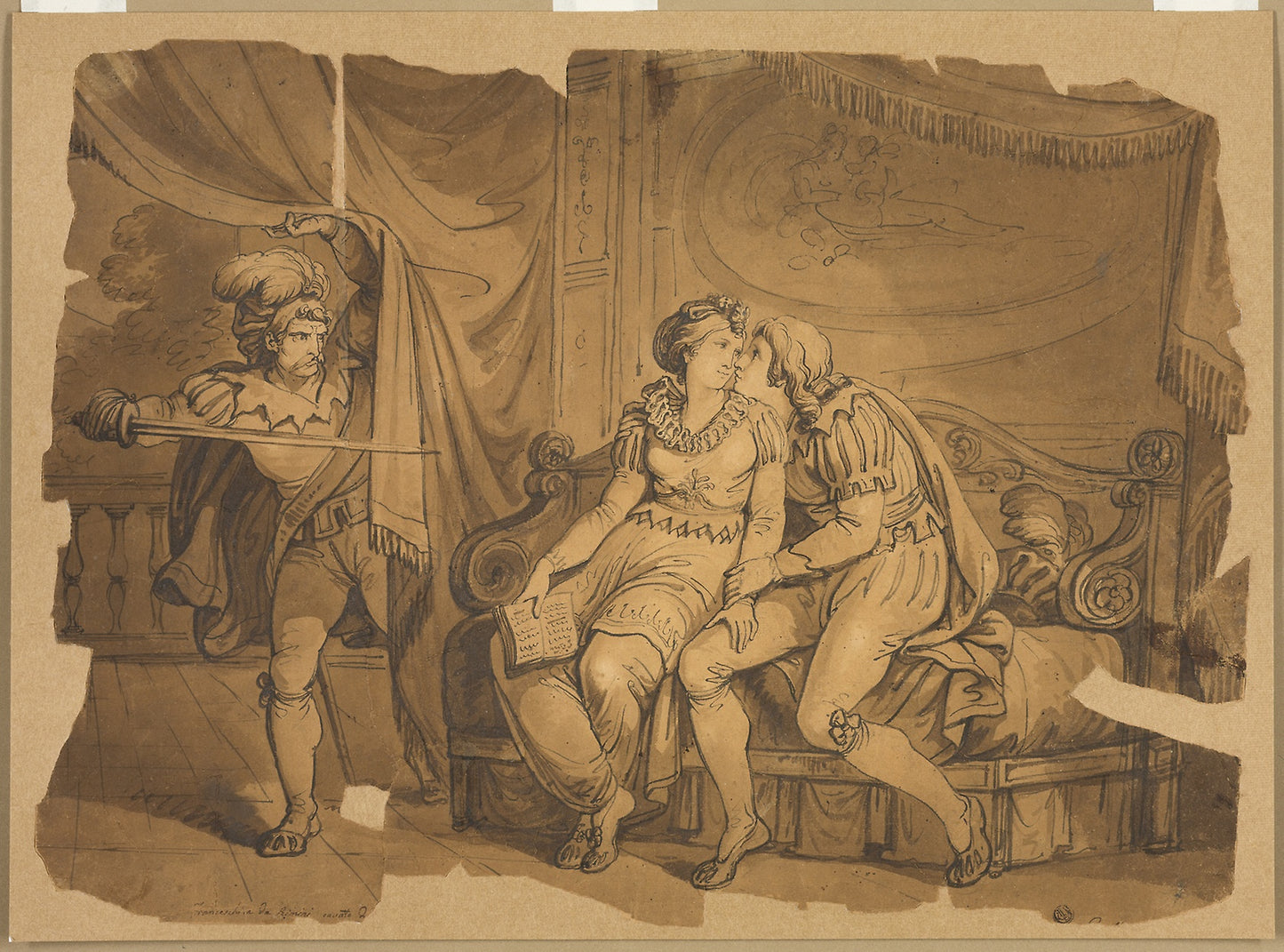 Paolo and Francesca -  Attributed to Bartolomeo Pinelli,  Poster Print Wall Art