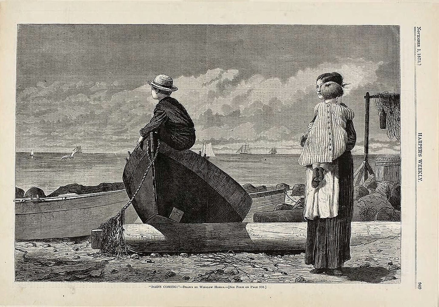 Dad's Coming!: Winslow Homer (American, 1836-1910), Poster Print Wall Art