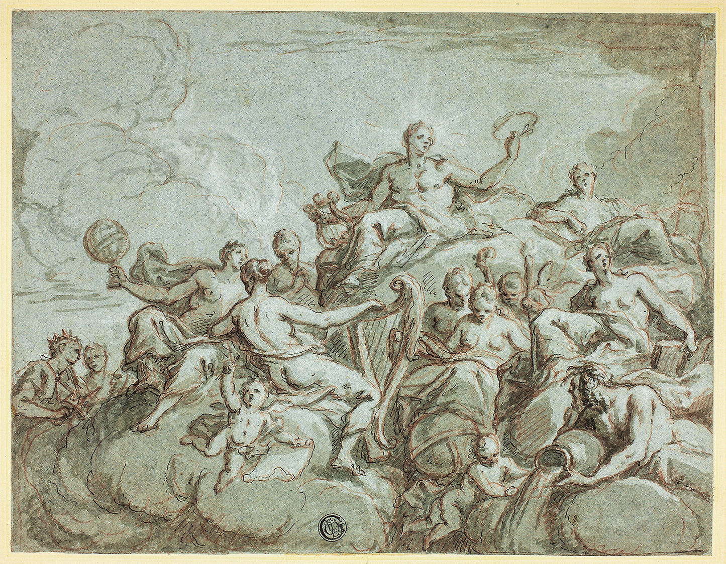 Apollo and the Muses -  Possibly Bartholomaeus Spranger (Flemish, 1546-1611),  Poster Print Wall Art
