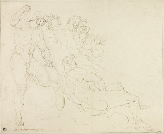 Sketches of Six Classical Figures: Possibly Raymond de Lafage,16x12"(A3) Poster