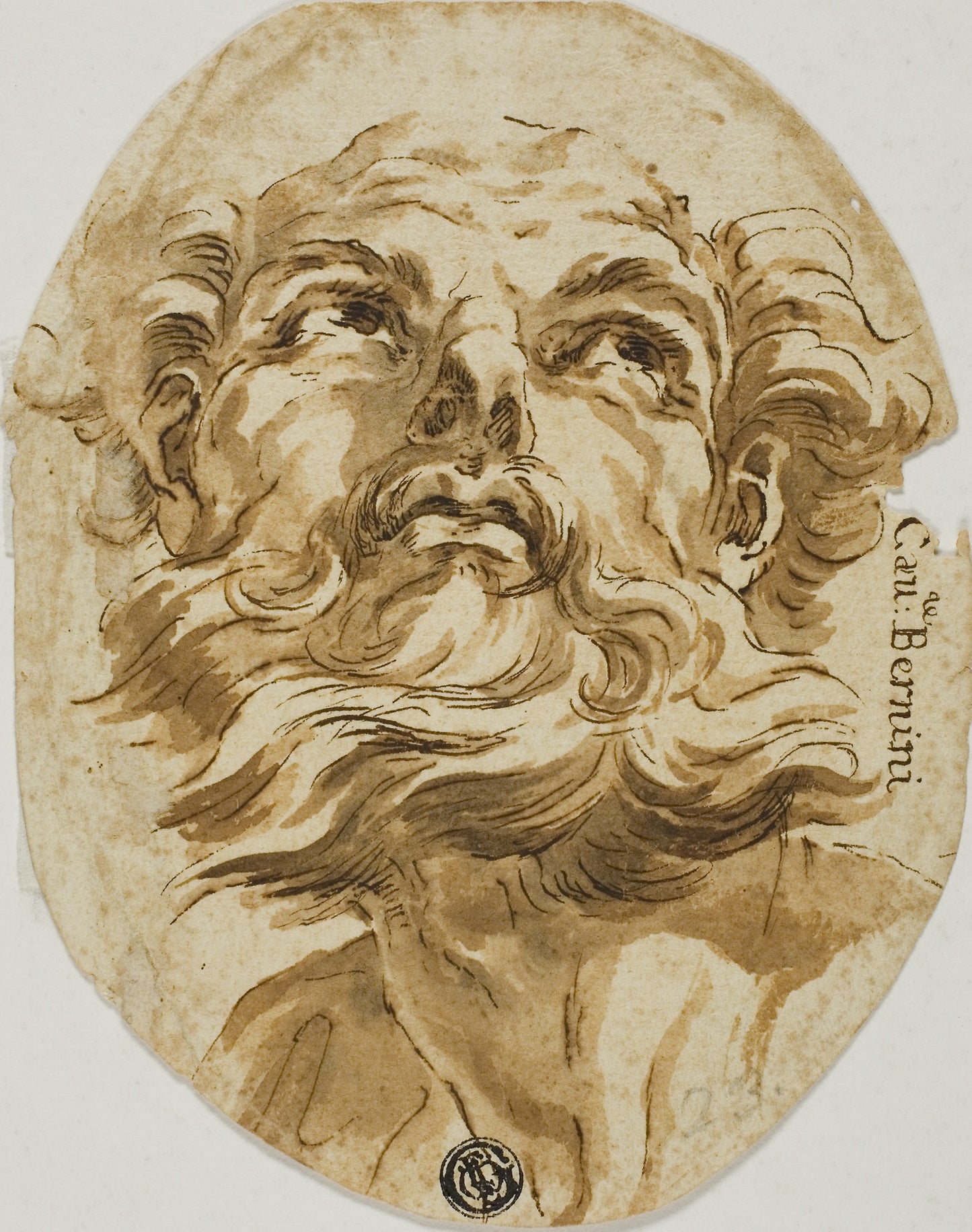 Bearded Head -  Attributed to the circle of Domenichino (Italian, 1581-1641),  Poster Print Wall Art