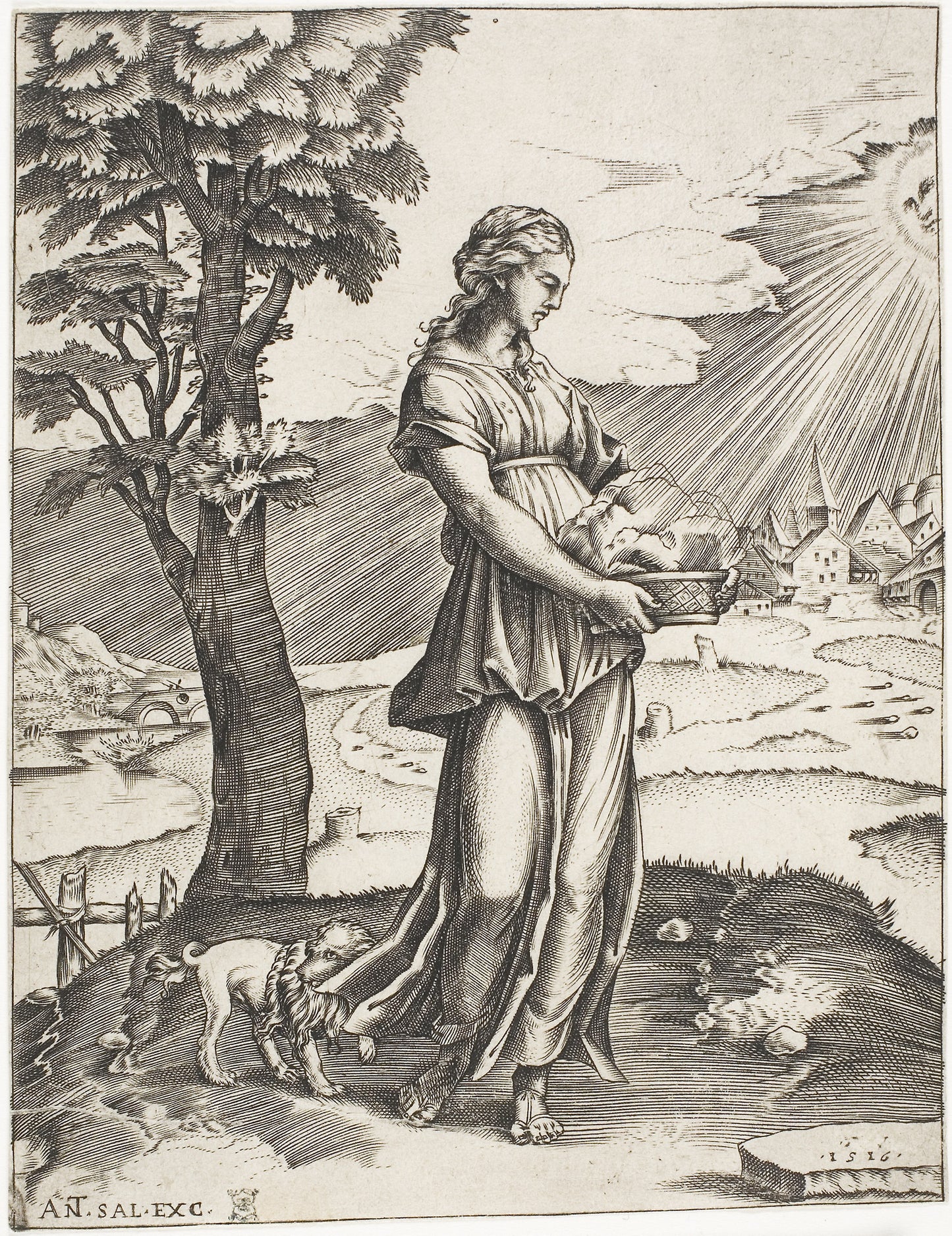 The Cumaean Sybil -  Agostino dei Musi (Italian, c. 1490-after 1536),  Poster Print Wall Art