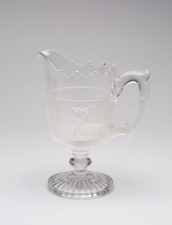 Westward Ho!/Pioneer pattern cream pitcher: Gillinder and Sons, 1861–c. 1930,16x12
