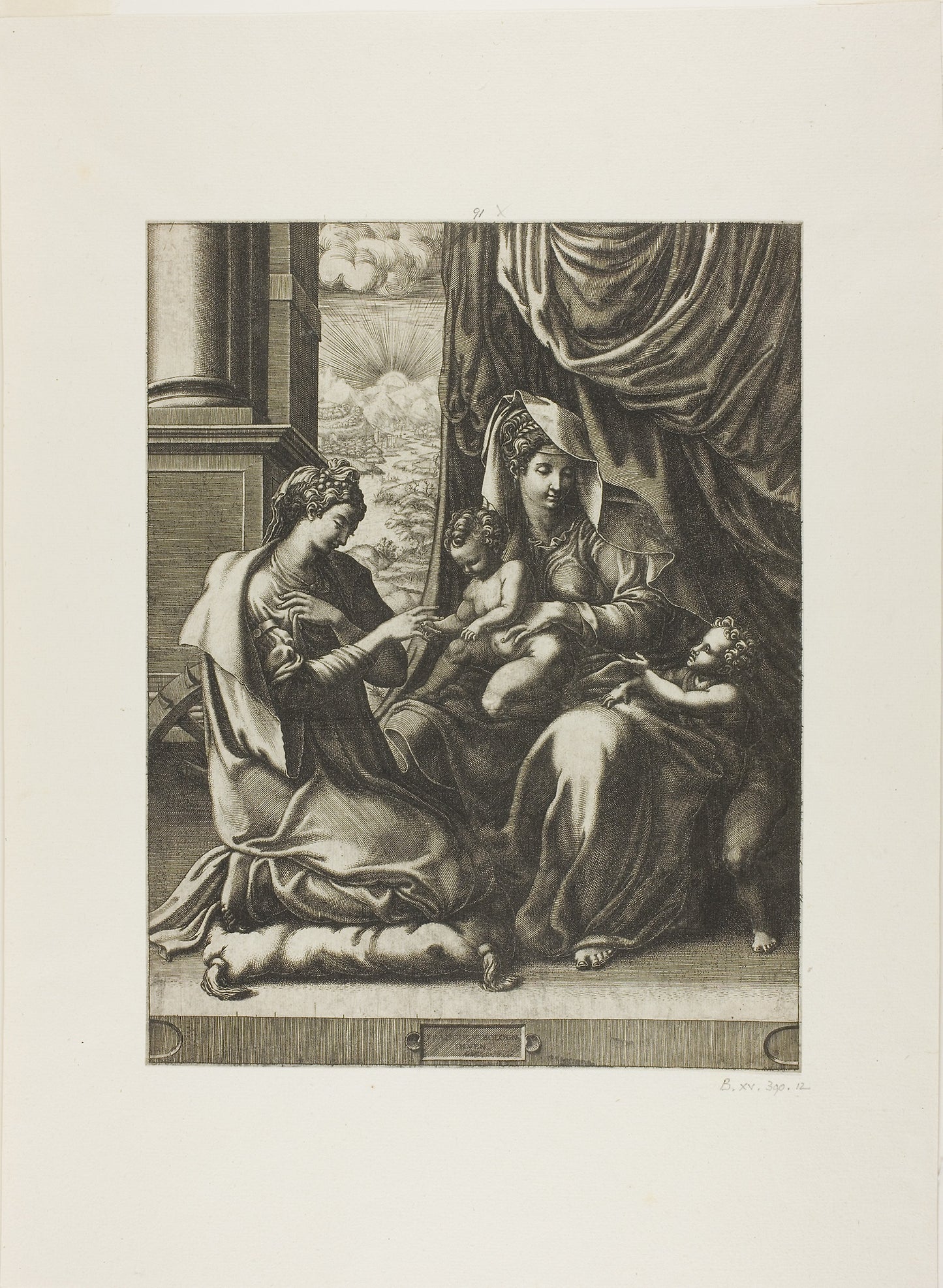 The Mystic Marriage of Saint Catherine -  Giorgio Ghisi (Italian, 1520-1582),  Poster Print Wall Art