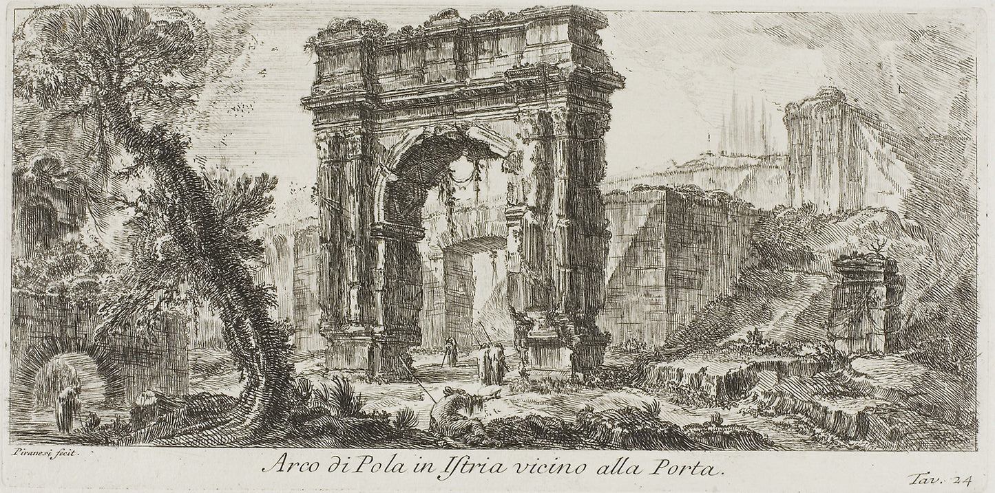 Arch of Pola in Istria near the Gate, plate 24 from Some Views of Triumphal Arches and other monuments -  Giovanni Battista Piranesi,  Poster Print Wall Art