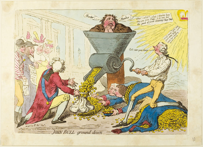 John Bull Ground Down: James Gillray (English, 1756-1815),16x12