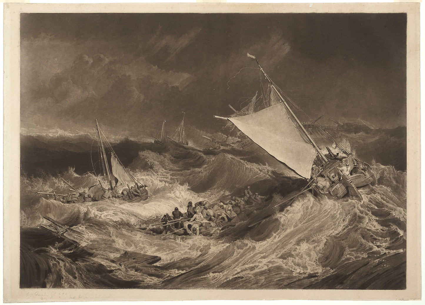 A Shipwreck: Charles Turner (English, 1773-1857),16x12"(A3) Poster