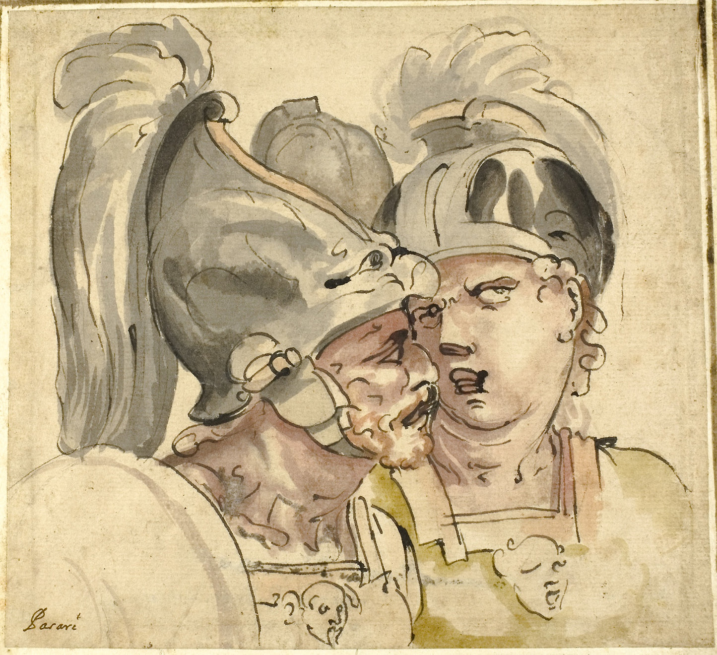 Two Helmeted Soldiers Conversing -  Possibly Giuseppe Passeri,  Poster Print Wall Art