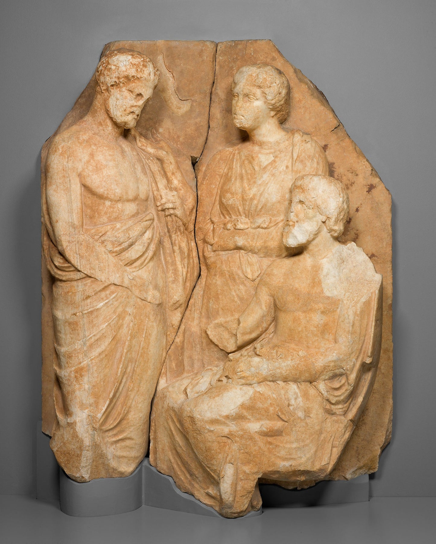 Fragment of a Funerary Naiskos (Monument in the Shape of a Temple) -  Greek; Athens,  Poster Print Wall Art