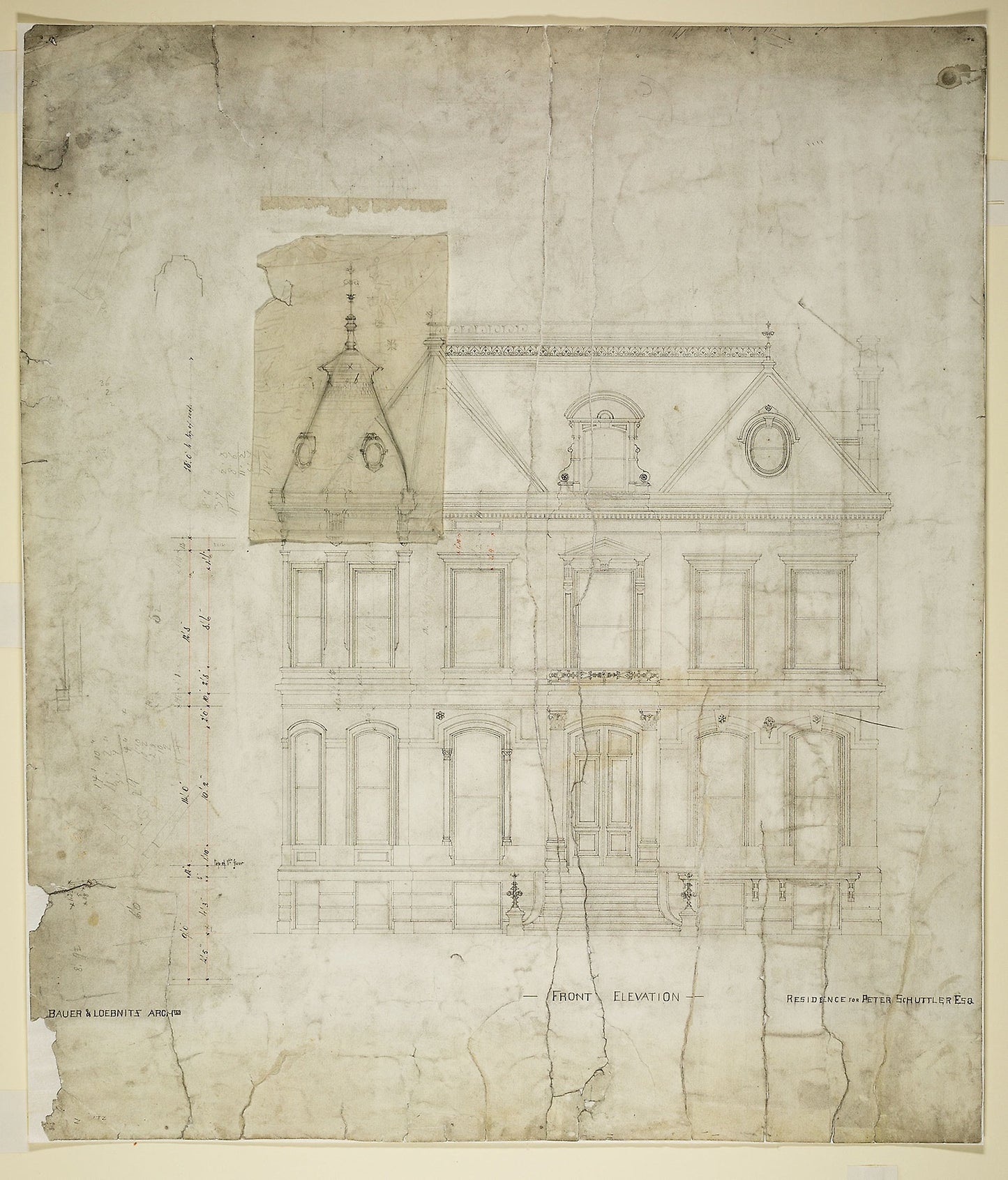 Peter Schuttler II House, Chicago, Illinois, Front Elevation -  Bauer & Loebnitz,  Poster Print Wall Art