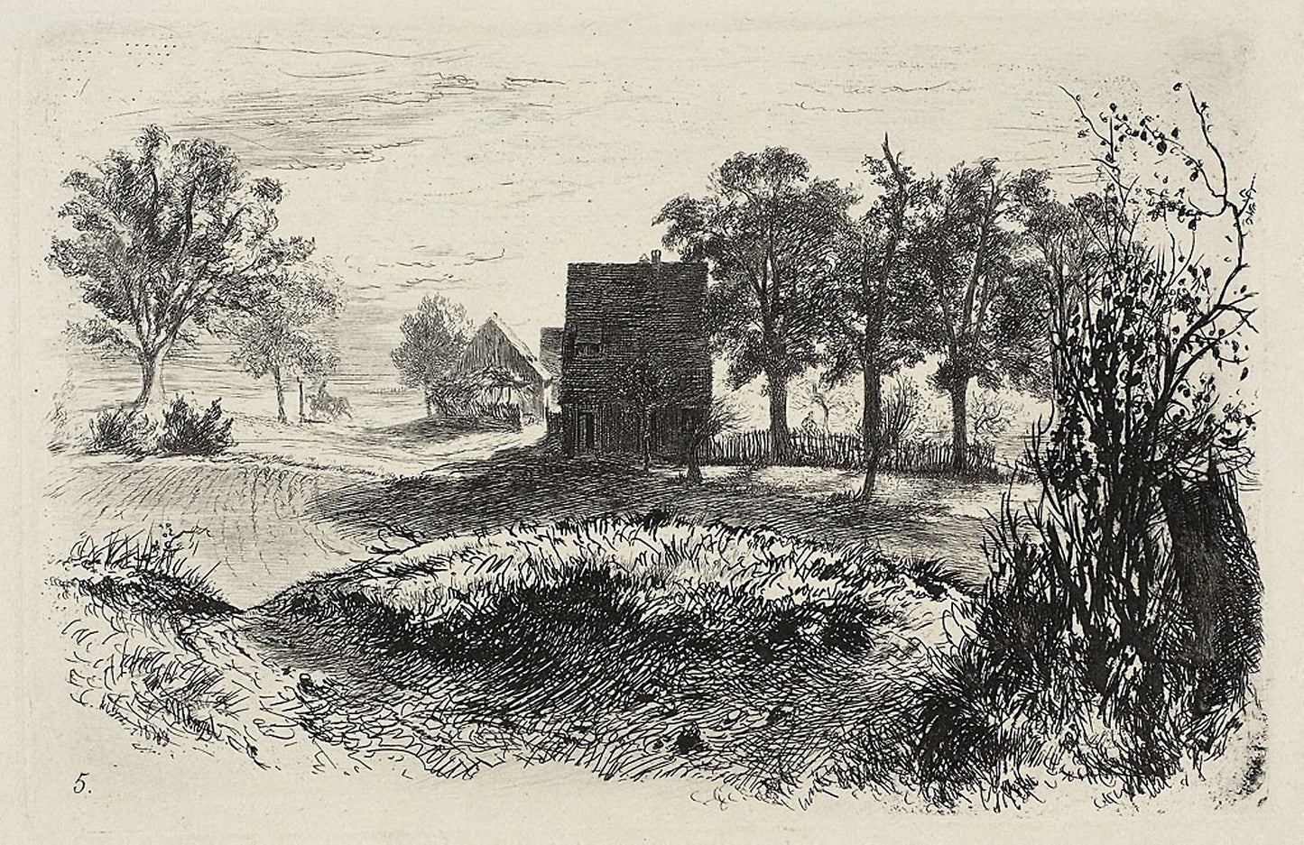 Plate five, from Radierversuche: Adolph Menzel, Poster Print Wall Art