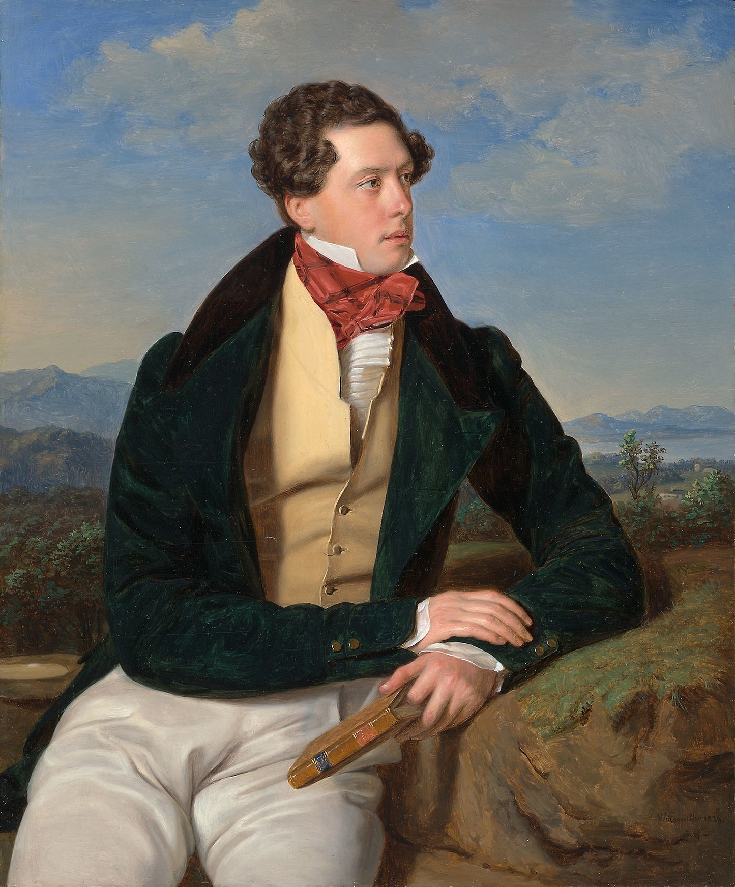 The Actor Maximilian Korn in a Landscape -  Ferdinand Georg Waldmüller,  Poster Print Wall Art
