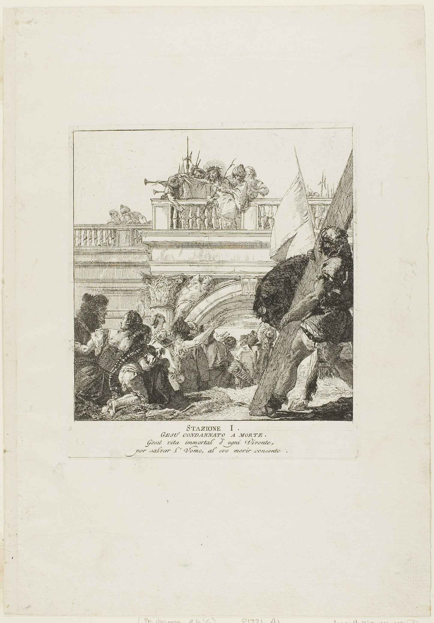 Christ is Condemed to Death, plate one from Stations of the Cross -  Giovanni Domenico Tiepolo,  Poster Print Wall Art