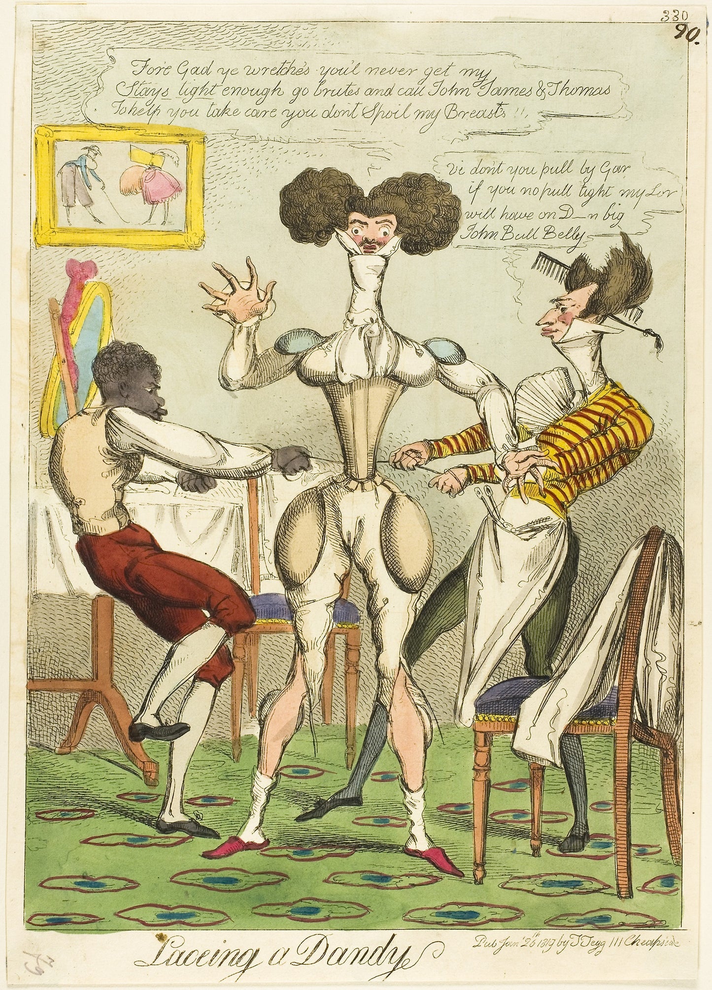 Lacing a Dandy -  Unknown Artist (English),  Poster Print Wall Art