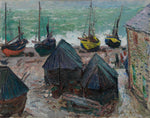 Boats on the Beach at Étretat: Claude Monet,16x12"(A3) Poster