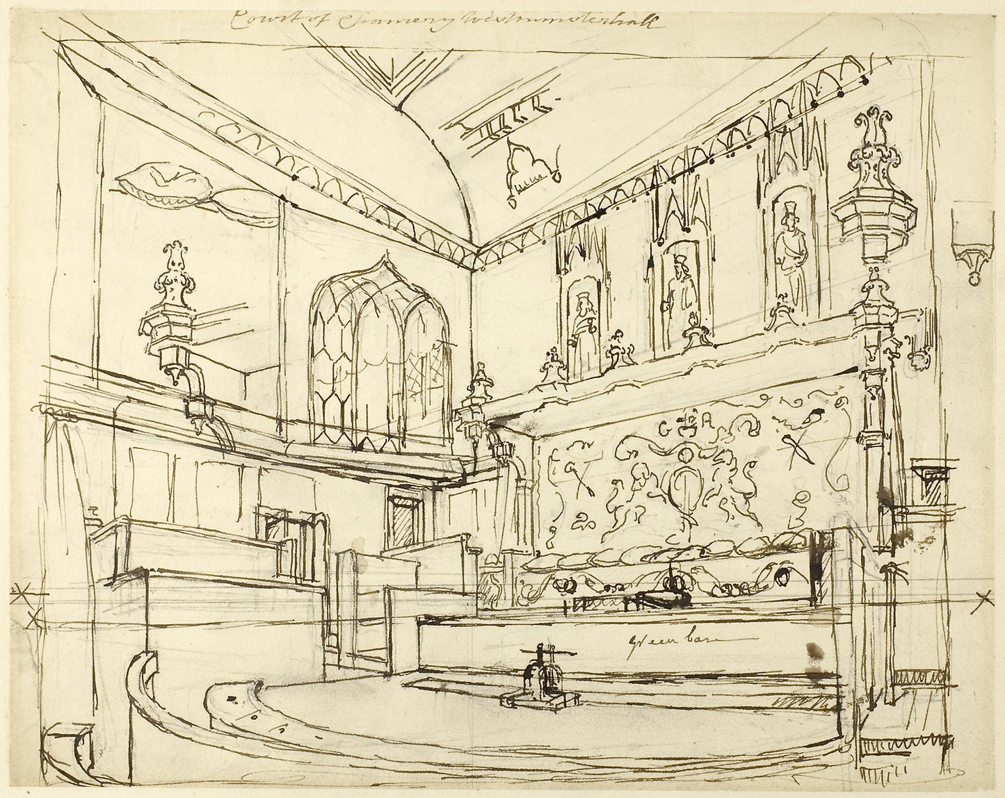 Court of Chancery, Westminster Hall -  Augustus Charles Pugin,  Poster Print Wall Art