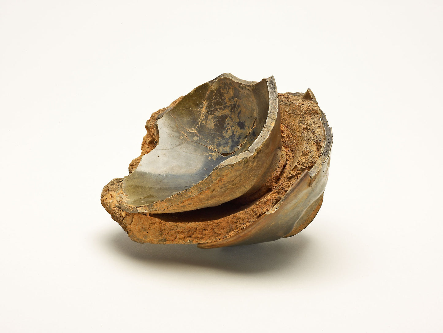Fragments of Tea Bowls, fused to their saggar -  China, Fujian Province, Jian ware kiln site,  Poster Print Wall Art