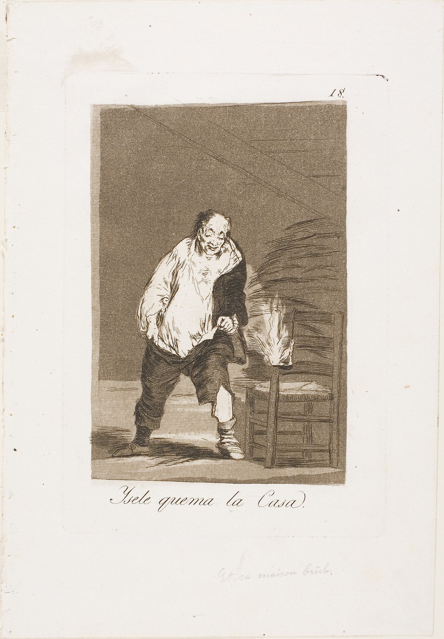 And his house is on fire, plate 18 from Los Caprichos -  Francisco José de Goya y Lucientes,  Poster Print Wall Art