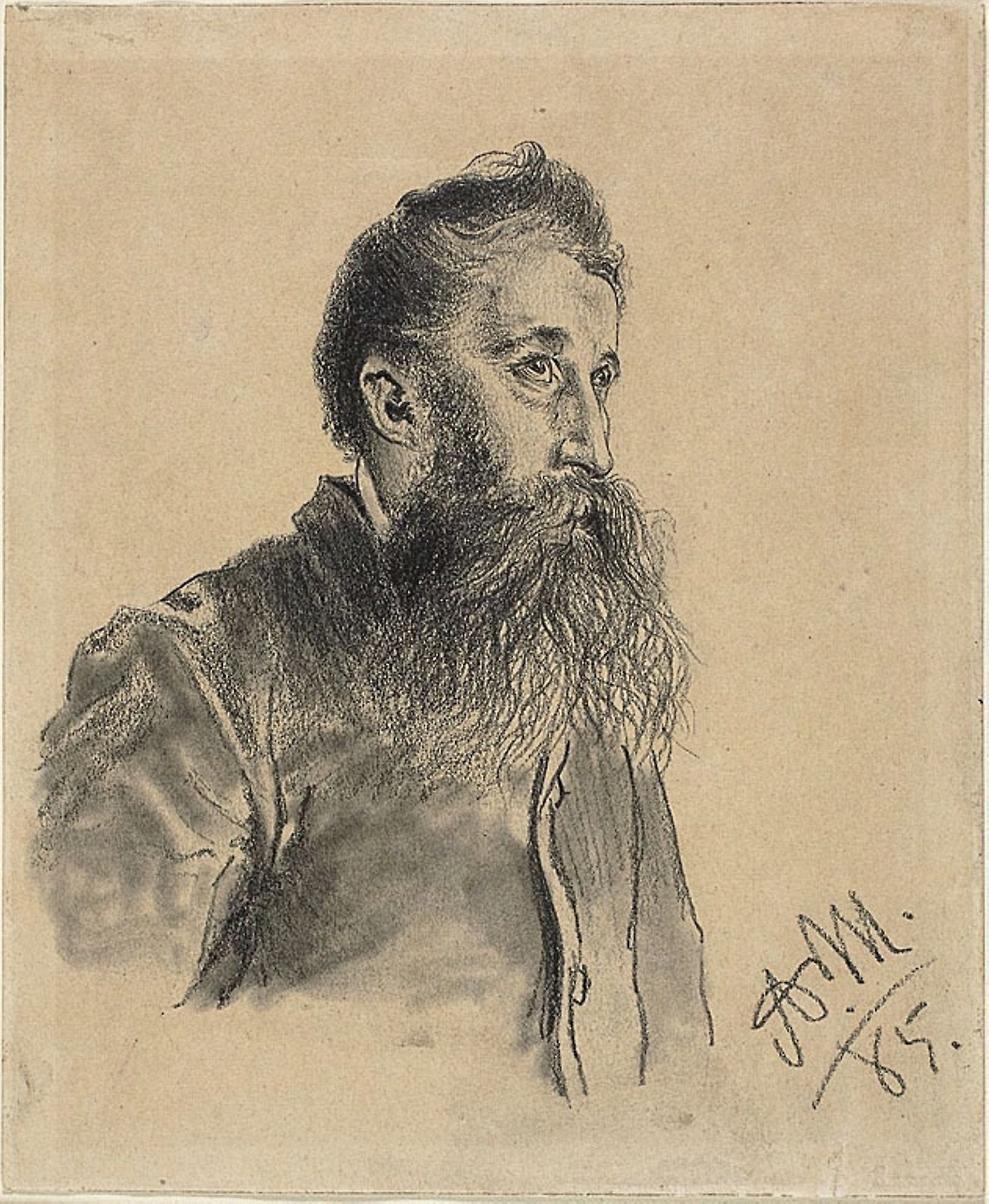 Portrait of a Bearded Man: Adolph Menzel,16x12"(A3) Poster